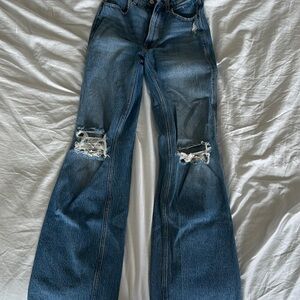 Abercrombie and Fitch high rise, baggy flared jeans